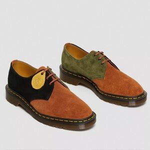 *SOLD* Dr. Martens 1461 Soft Suede Shoes Tan/Green/Blk (Mens Sz 11)